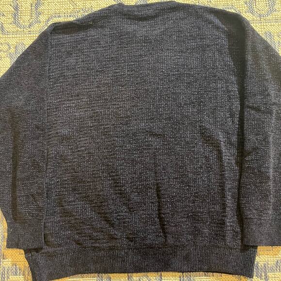 VTG Y2K 3D Knit Multicolor Striped Navy Sweater Earth Tones SZ XL - Picture 4 of 6